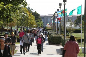 campus students flag walk diversity