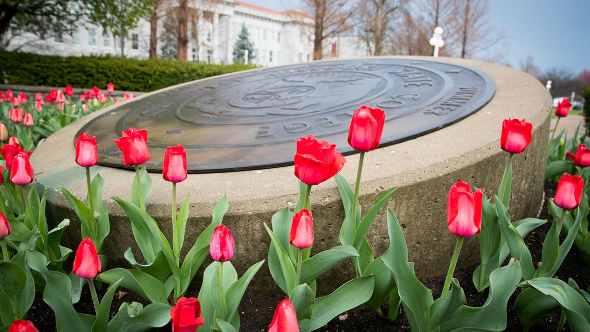 Missouri State University seal with tulips