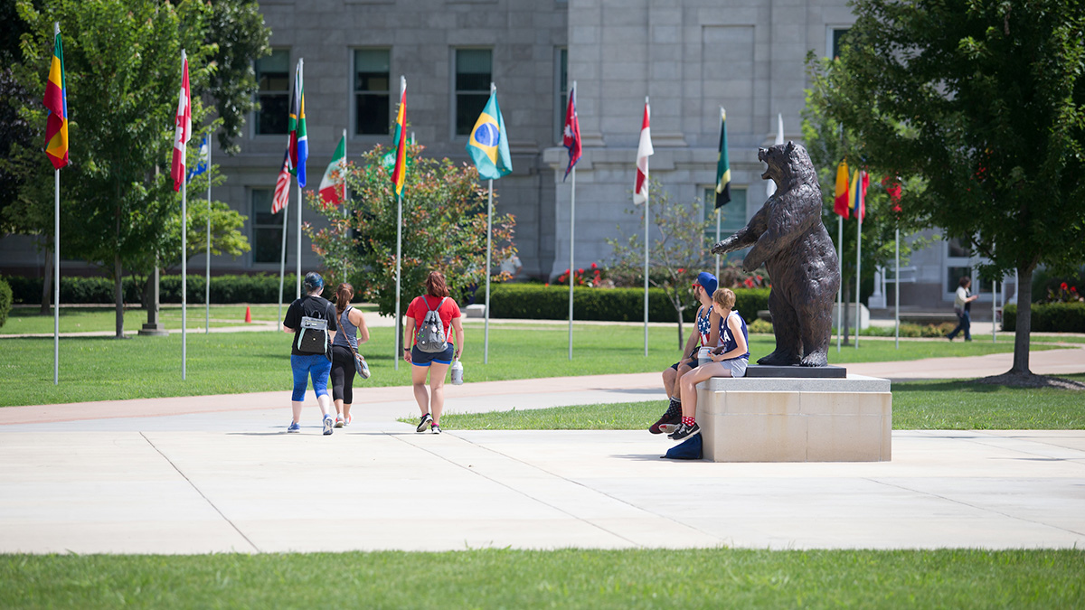 Students on the Missouri State University campus.
