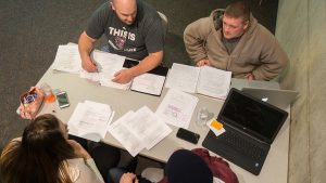 A group of students studying for final exams.