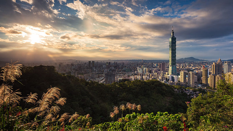 A panoramic view of Taipei skyline.