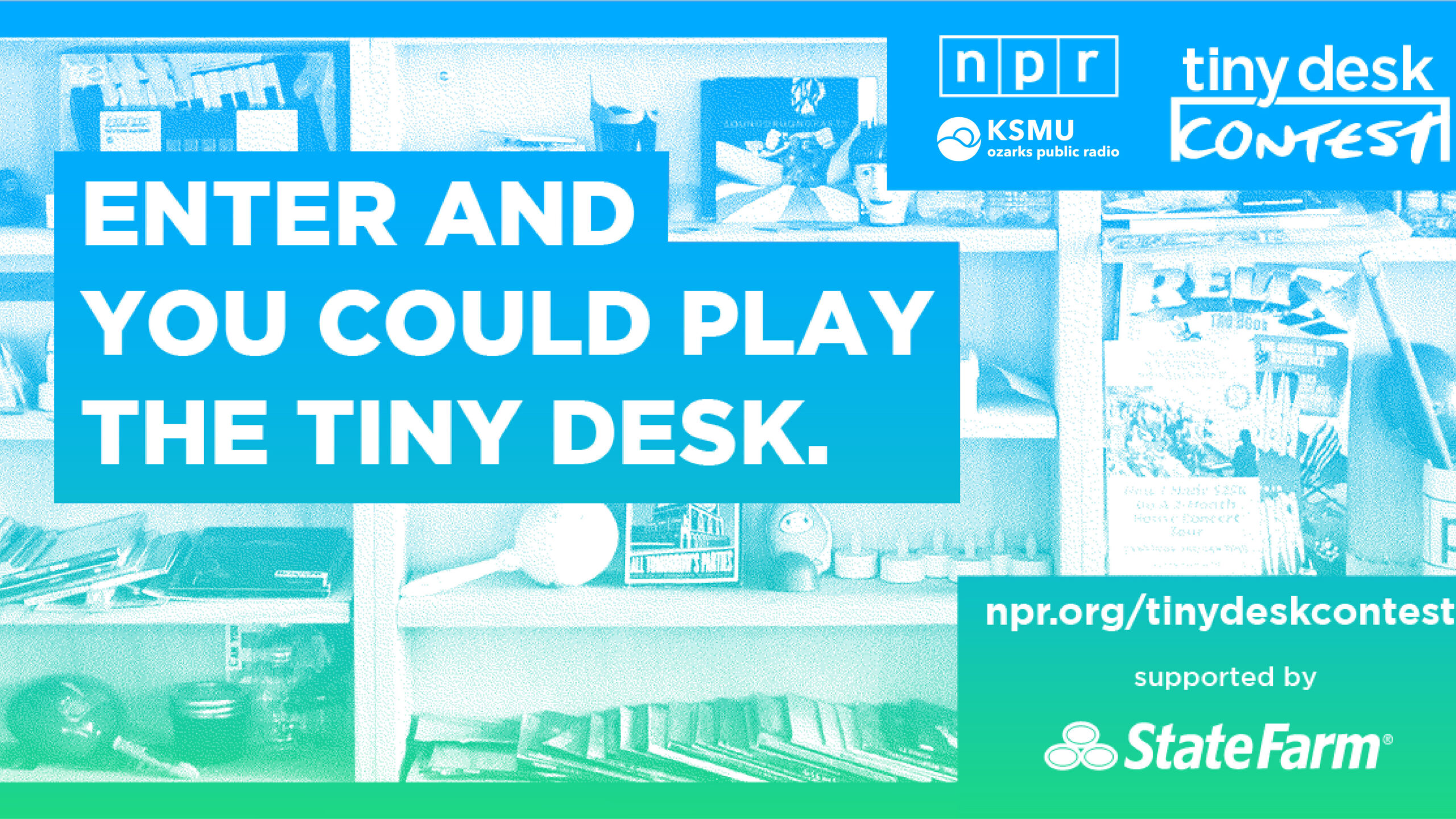 Graphic that reads, "Enter and you could play the tiny desk."