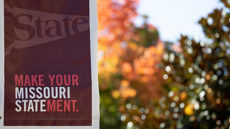 The "Make Your Missouri Statement" banner on a fall day.