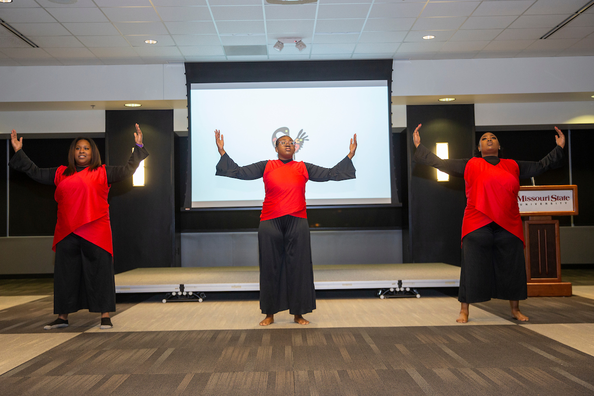 Dancers perform at the 2020 Black History Month Banquet