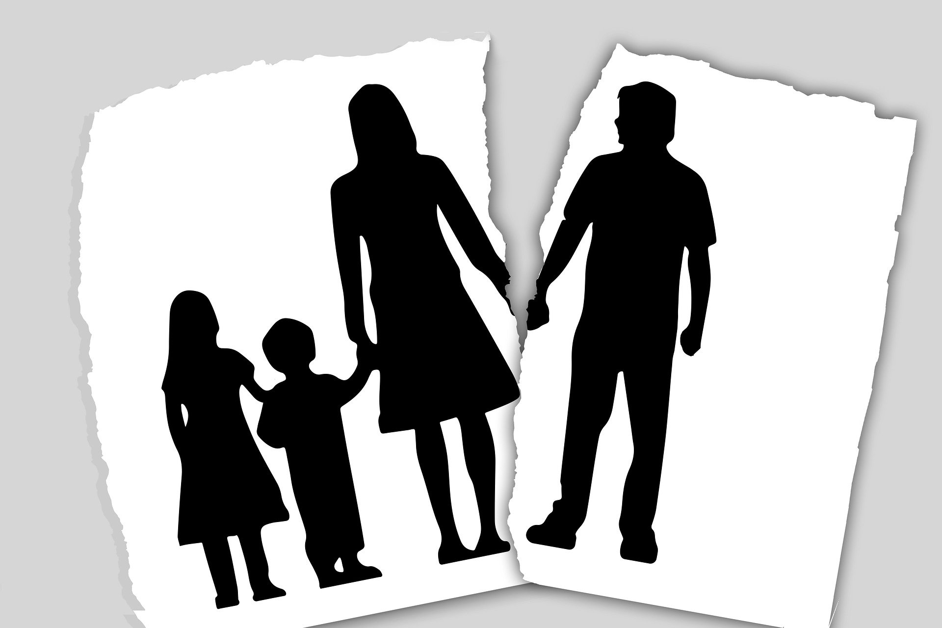 A clipart depicting family separation.