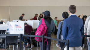 People vote in the midterm election at the Davis-Harrington Welcome Center.