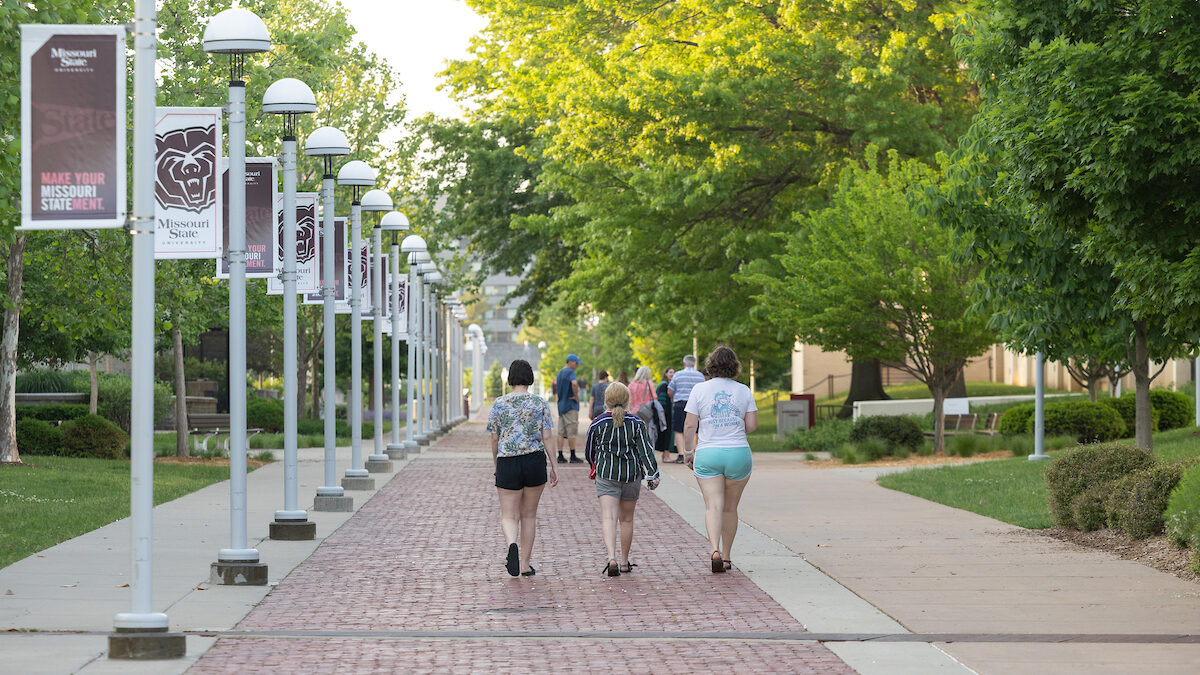 Students walk down Kings Street on May 19, 2022. Jesse Scheve/Missouri State University