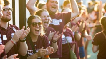 Missouri State University students cheering.