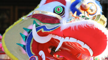 A colorful dragon head.