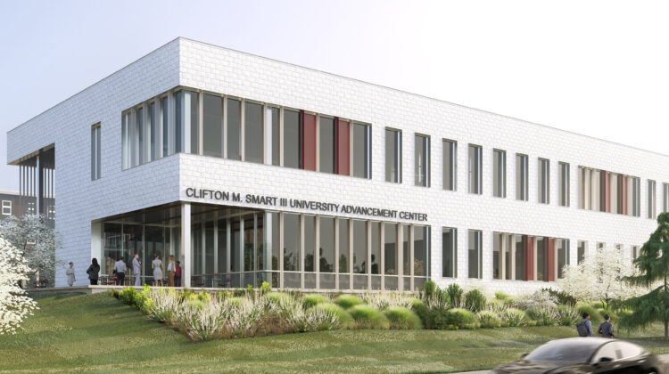 An architectural rendering of the Clifton M. Smart III University Advancement Center