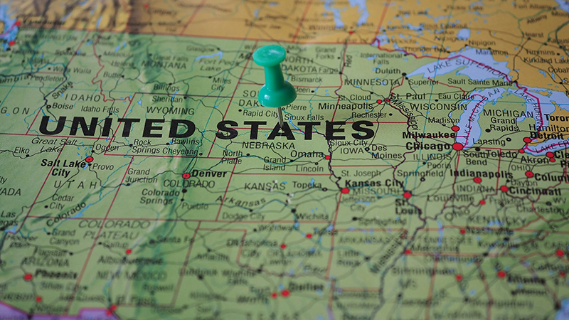 Map of the USA.