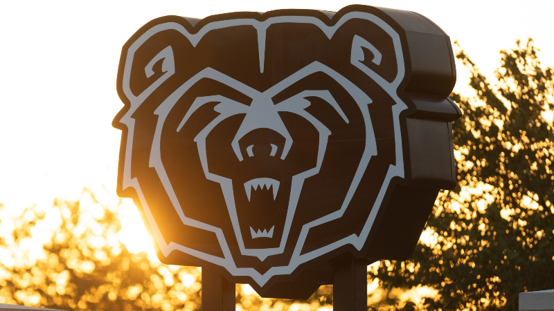 The sun shines on a large Bear head.