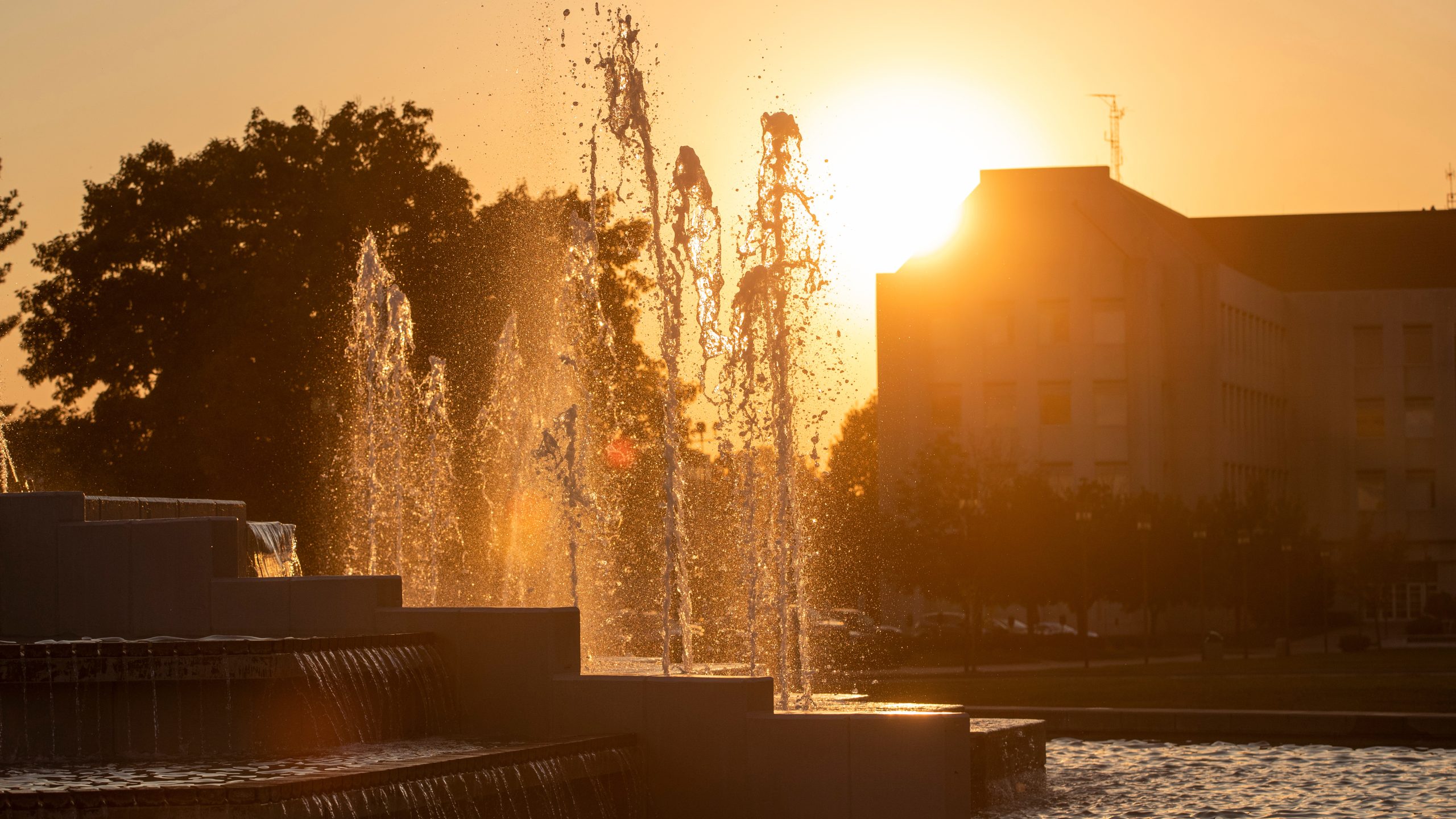 Sunset over the fountain